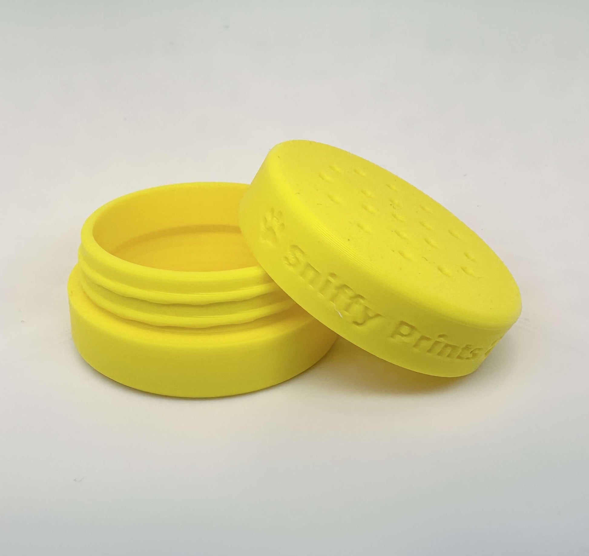 The Yellow Odour Pod, designed for k9 nosework training. This scent detection vessel is made from durable, eco-friendly PLA.