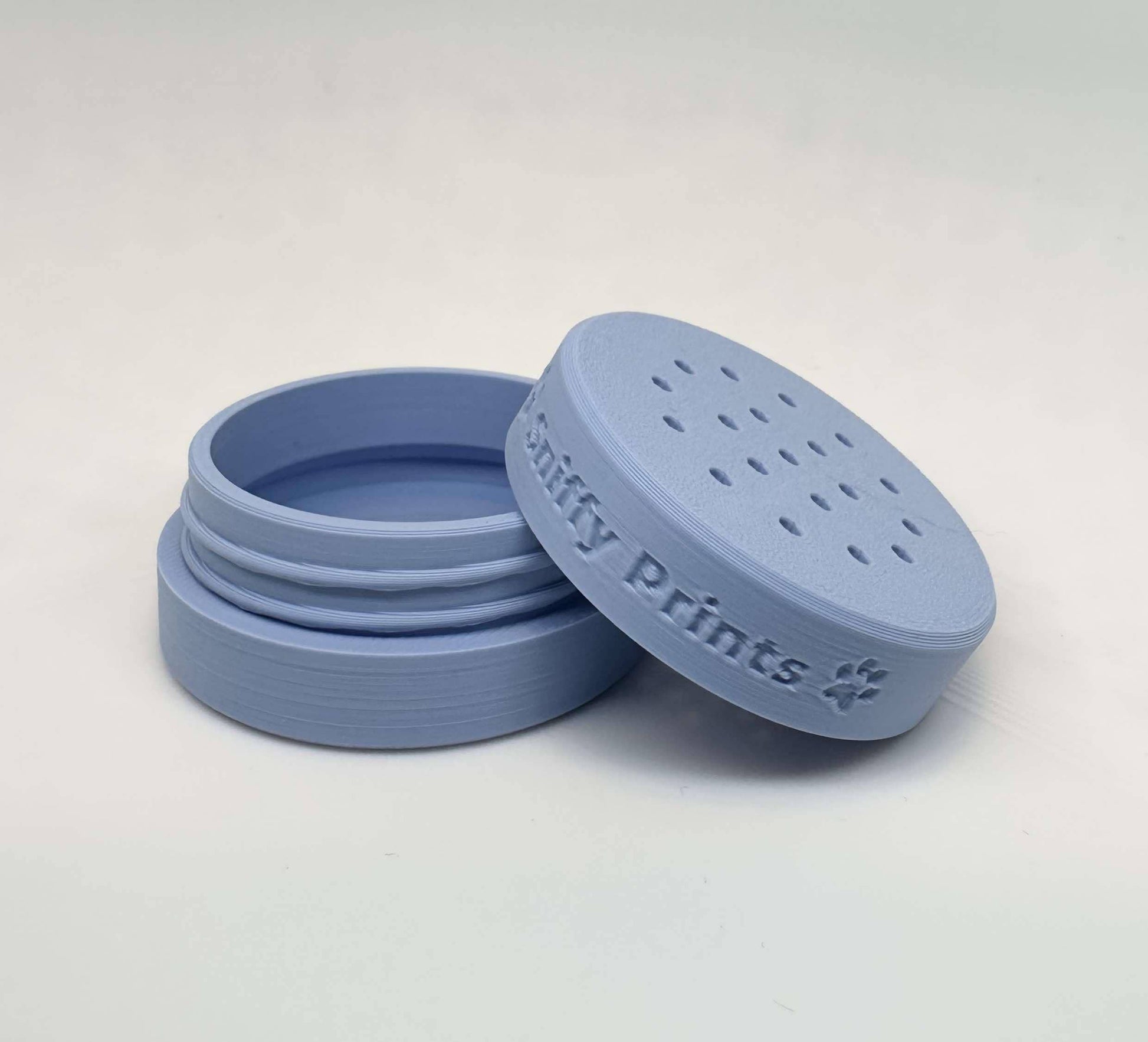 The Ice Blue Odour Pod, designed for k9 nosework training. This scent detection vessel is made from durable, eco-friendly PLA.